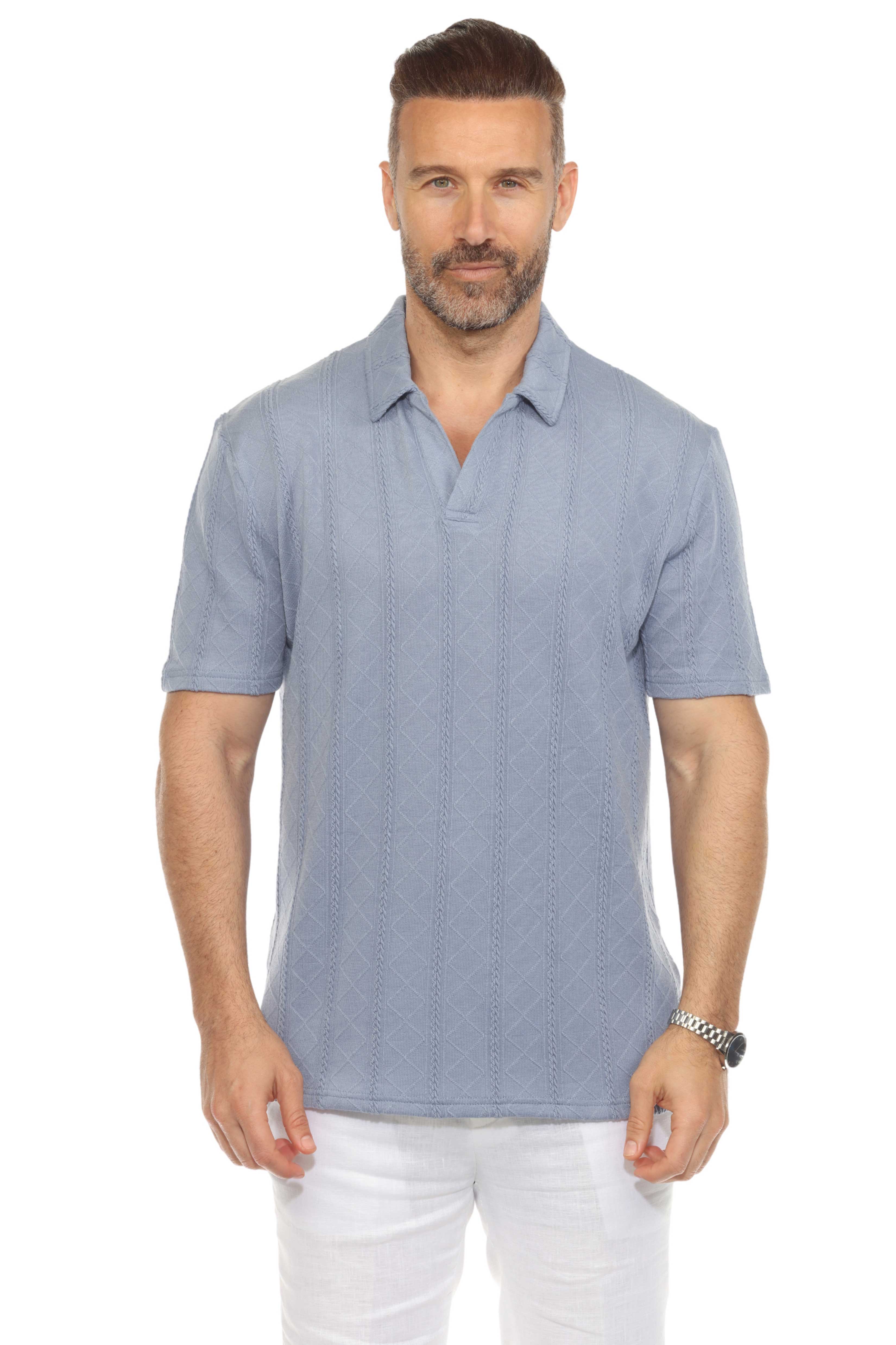 Mojito Mens Premium Stylish Polo Shirt with Modern Textured Cable Knit Pattern