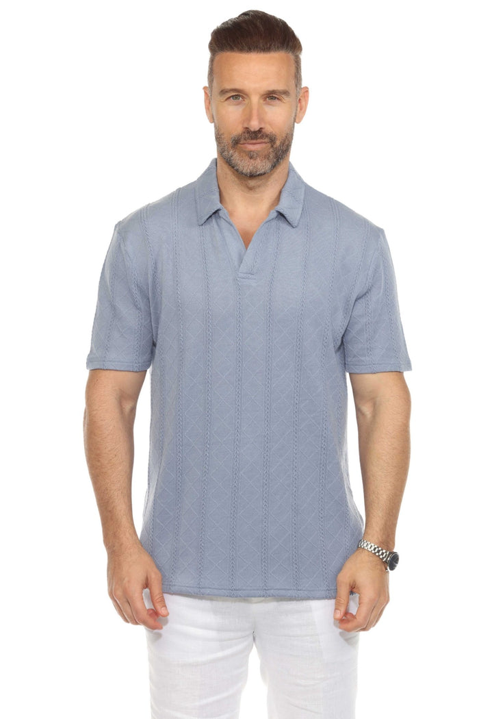 Polo Shirt with Modern Textured Cable Knit Pattern
