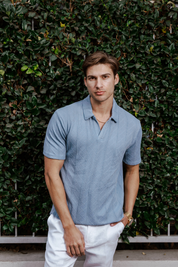 Mojito Mens Premium Stylish Polo Shirt with Modern Textured Cable Knit Pattern