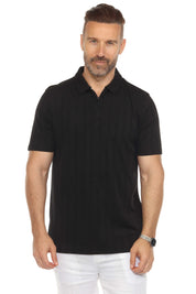 Mojito Mens Premium Stylish Polo Shirt with Modern Textured Pattern and Zipper Neckline