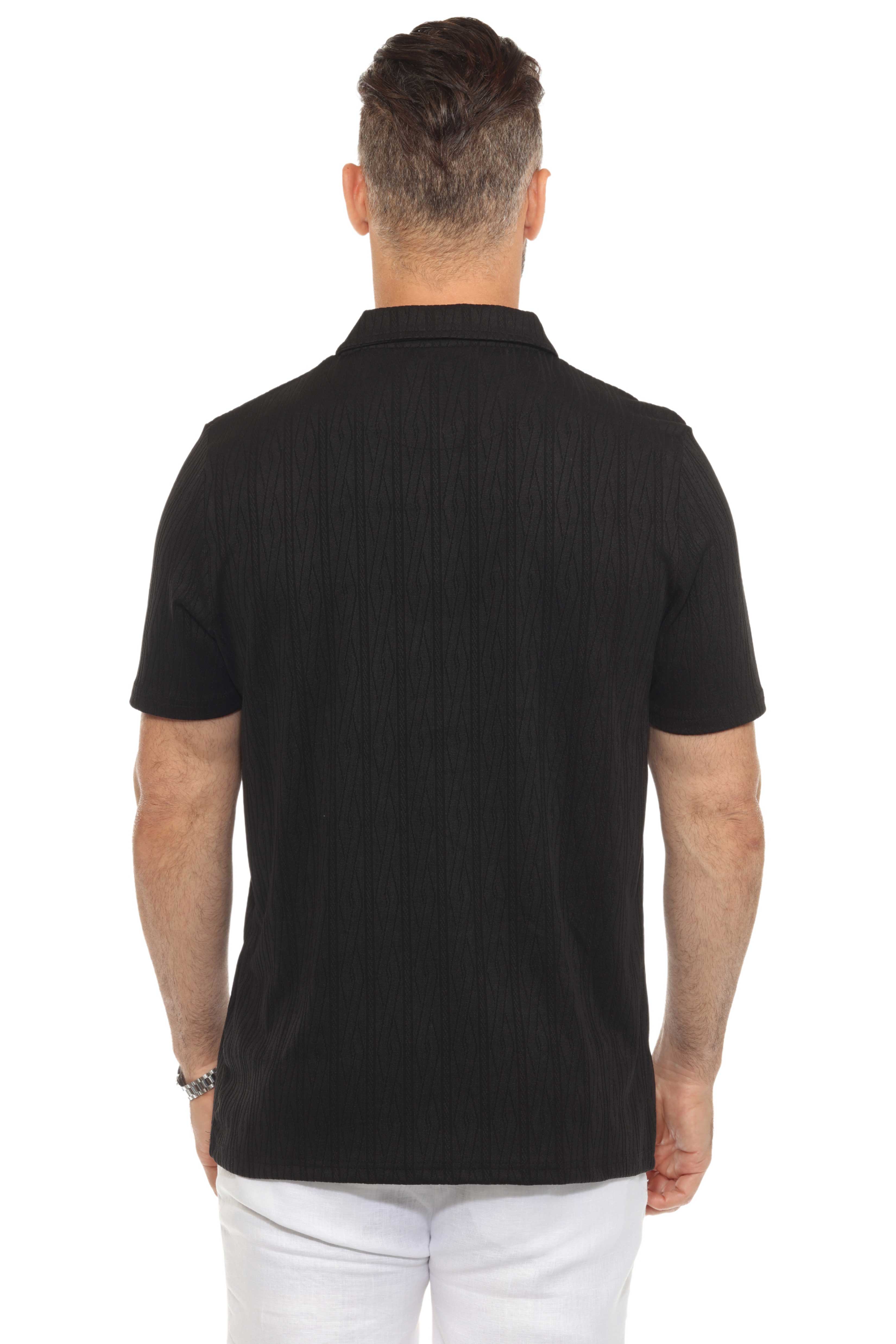 Mojito Mens Premium Stylish Polo Shirt with Modern Textured Pattern and Zipper Neckline