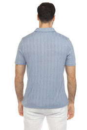 Mojito Mens Premium Stylish Polo Shirt with Modern Textured Pattern and Zipper Neckline