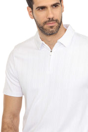 Mojito Mens Premium Stylish Polo Shirt with Modern Textured Pattern and Zipper Neckline