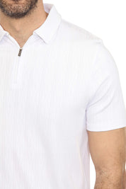 Mojito Mens Premium Stylish Polo Shirt with Modern Textured Pattern and Zipper Neckline