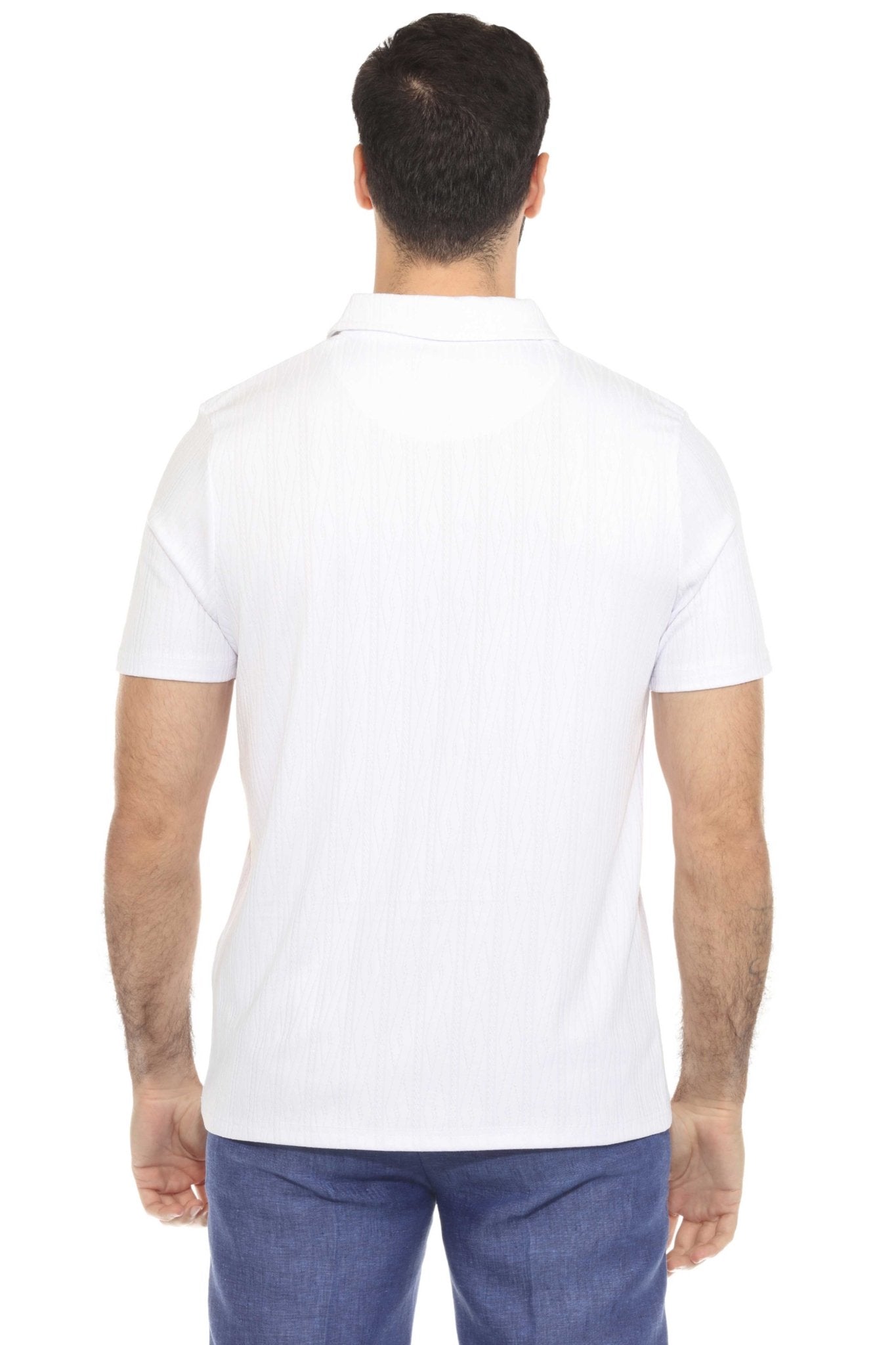 Men's Premium Stylish Polo Shirt with Modern Textured Pattern and Zipper Neckline