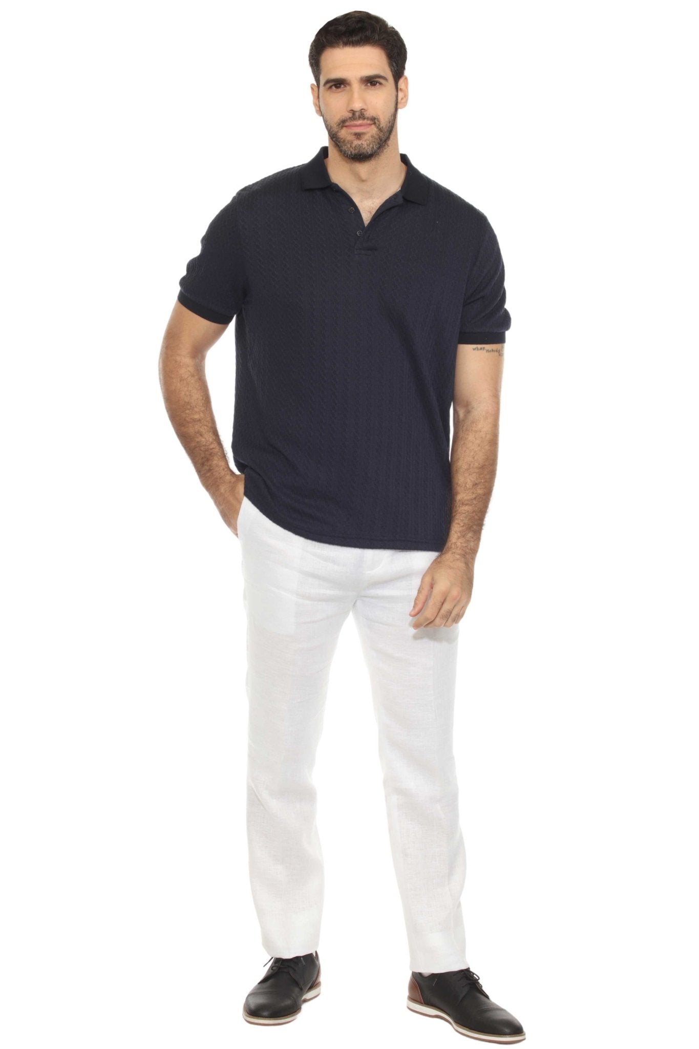 Men's Premium Stylish Polo Shirt with Modern Textured Cable Knit Pattern