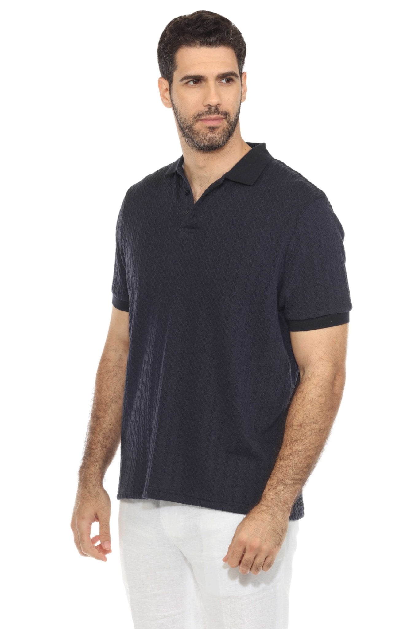Men's Premium Stylish Polo Shirt with Modern Textured Cable Knit Pattern