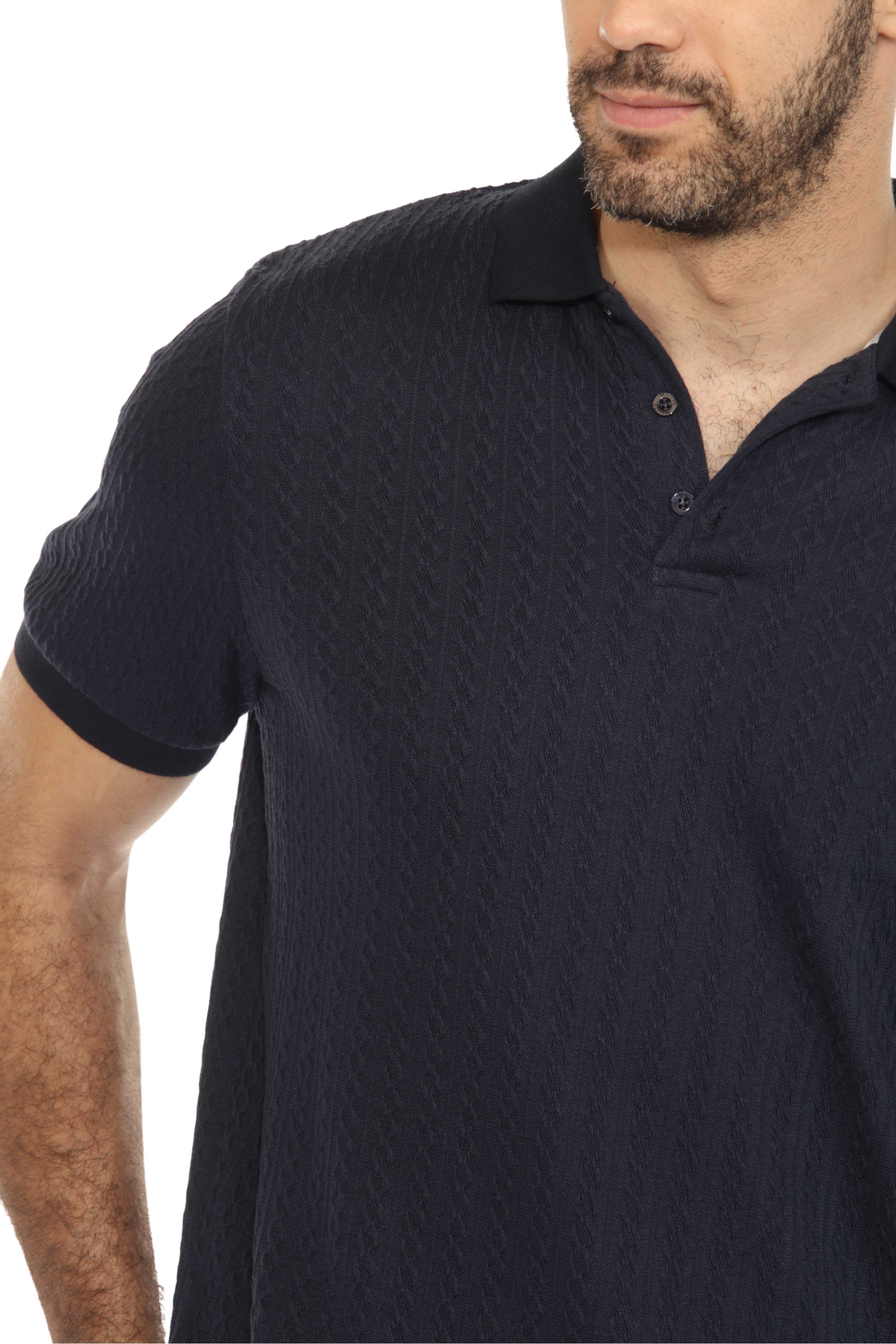 Mojito Mens Premium Stylish Polo Shirt with Modern Textured Cable Knit Pattern
