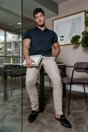 Men's Premium Stylish Polo Shirt with Modern Textured Cable Knit Pattern