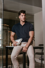 Mojito Mens Premium Stylish Polo Shirt with Modern Textured Cable Knit Pattern