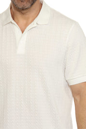 Mojito Mens Premium Stylish Polo Shirt with Modern Textured Cable Knit Pattern