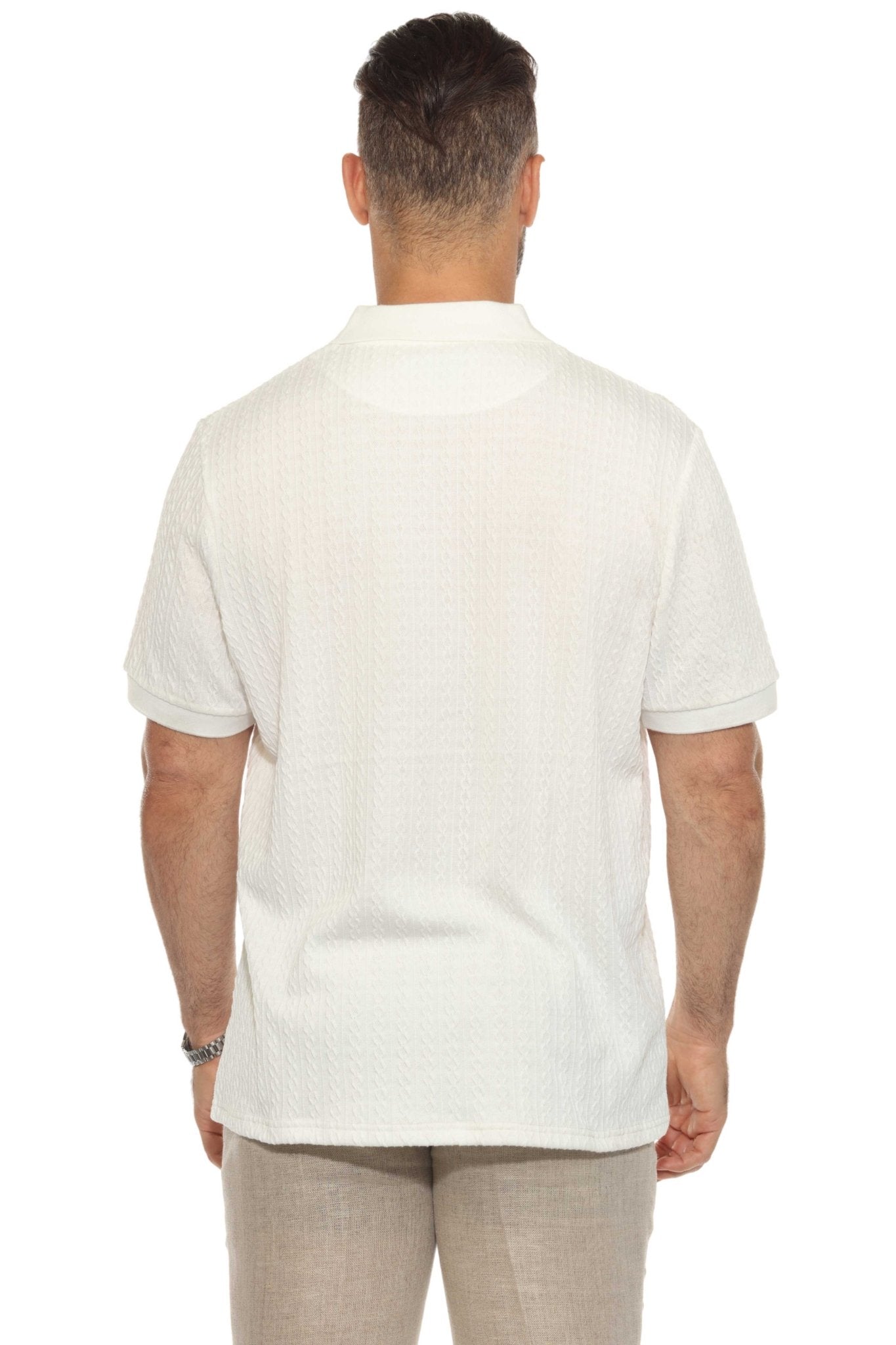 Men's Premium Stylish Polo Shirt with Modern Textured Cable Knit Pattern