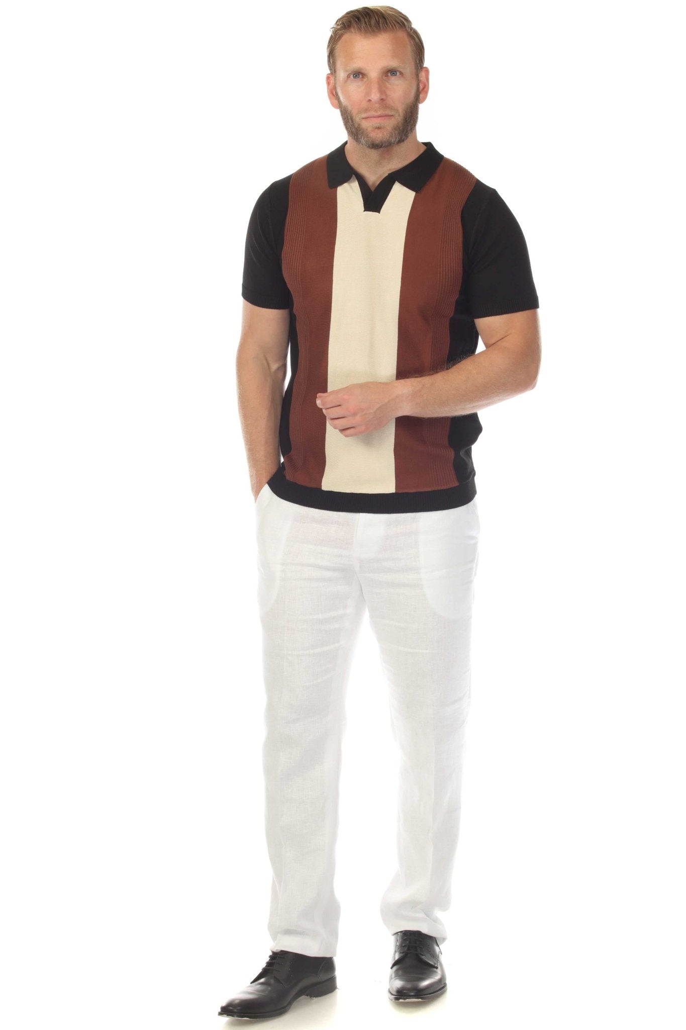 Polo informal con estampado de rayas texturizadas y elegante