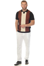 Polo informal con estampado de rayas texturizadas y elegante
