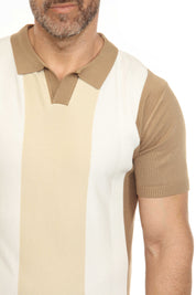 Mojito Mens Stylish Premium Knit Textured Polo Shirt with Color Block Pattern