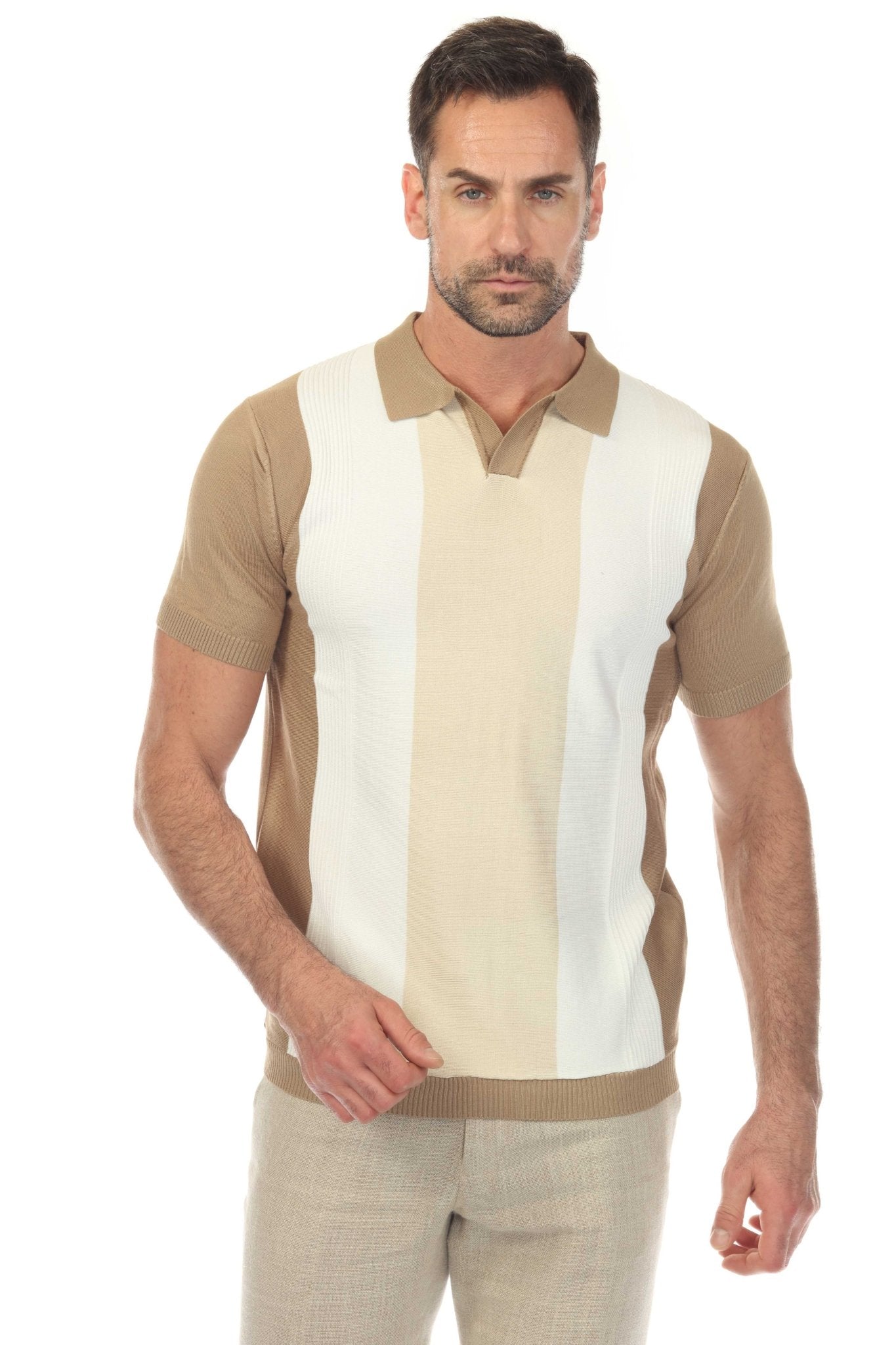 Polo informal con estampado de rayas texturizadas y elegante