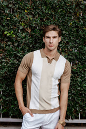 Polo informal con estampado de rayas texturizadas y elegante