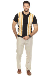 Polo informal con estampado de rayas texturizadas y elegante