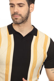 Polo informal con estampado de rayas texturizadas y elegante