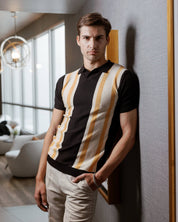 Mojito Mens Stylish Premium Knit Textured Polo Shirt with Color Stripe Pattern