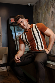 Mojito Mens Stylish Premium Knit Textured Polo Shirt with Color Stripe Pattern