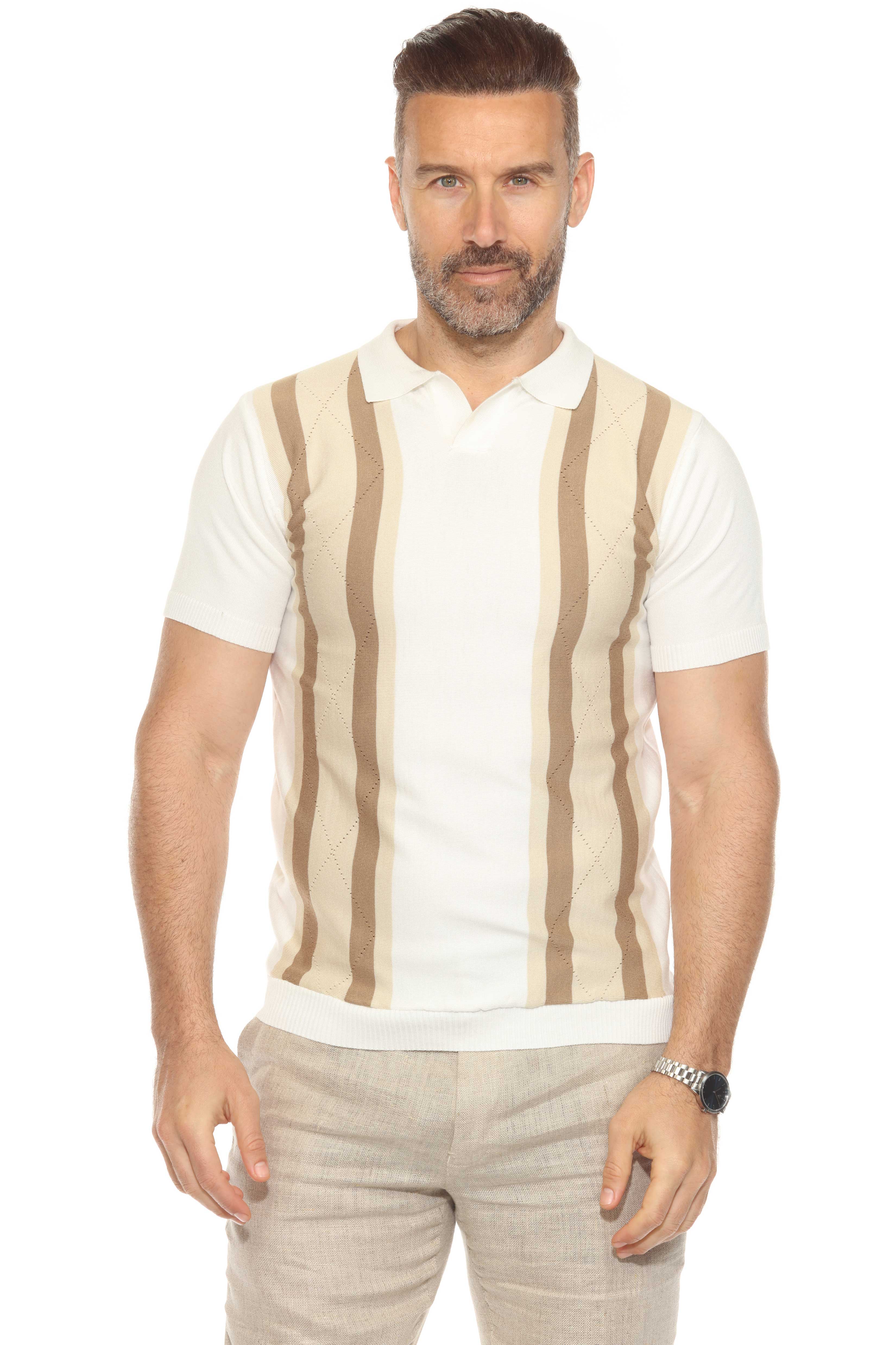Polo informal con estampado de rayas texturizadas y elegante