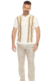 Polo informal con estampado de rayas texturizadas y elegante