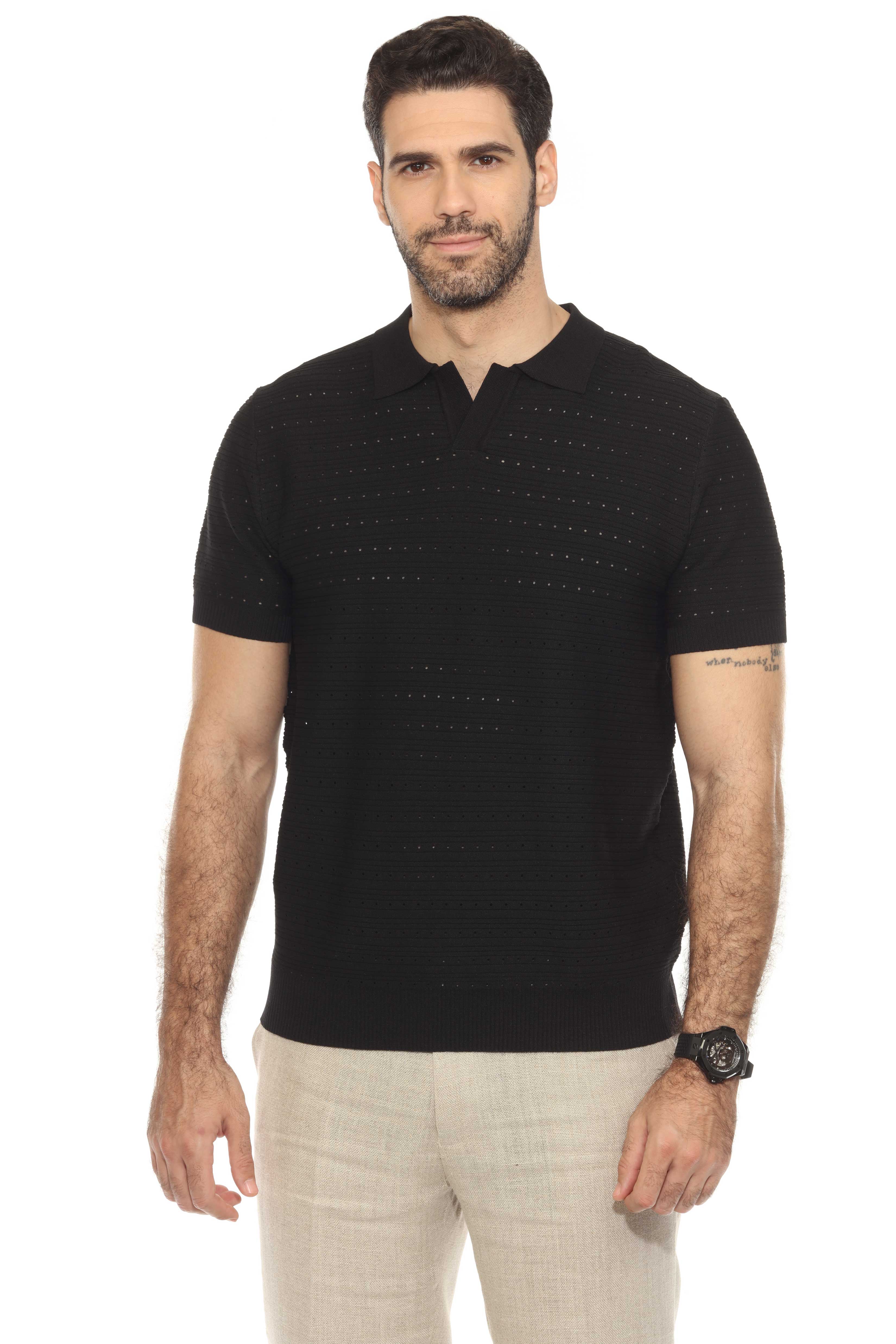 Polo informal con estampado de rayas texturizadas y elegante