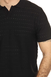 Polo informal con estampado de rayas texturizadas y elegante