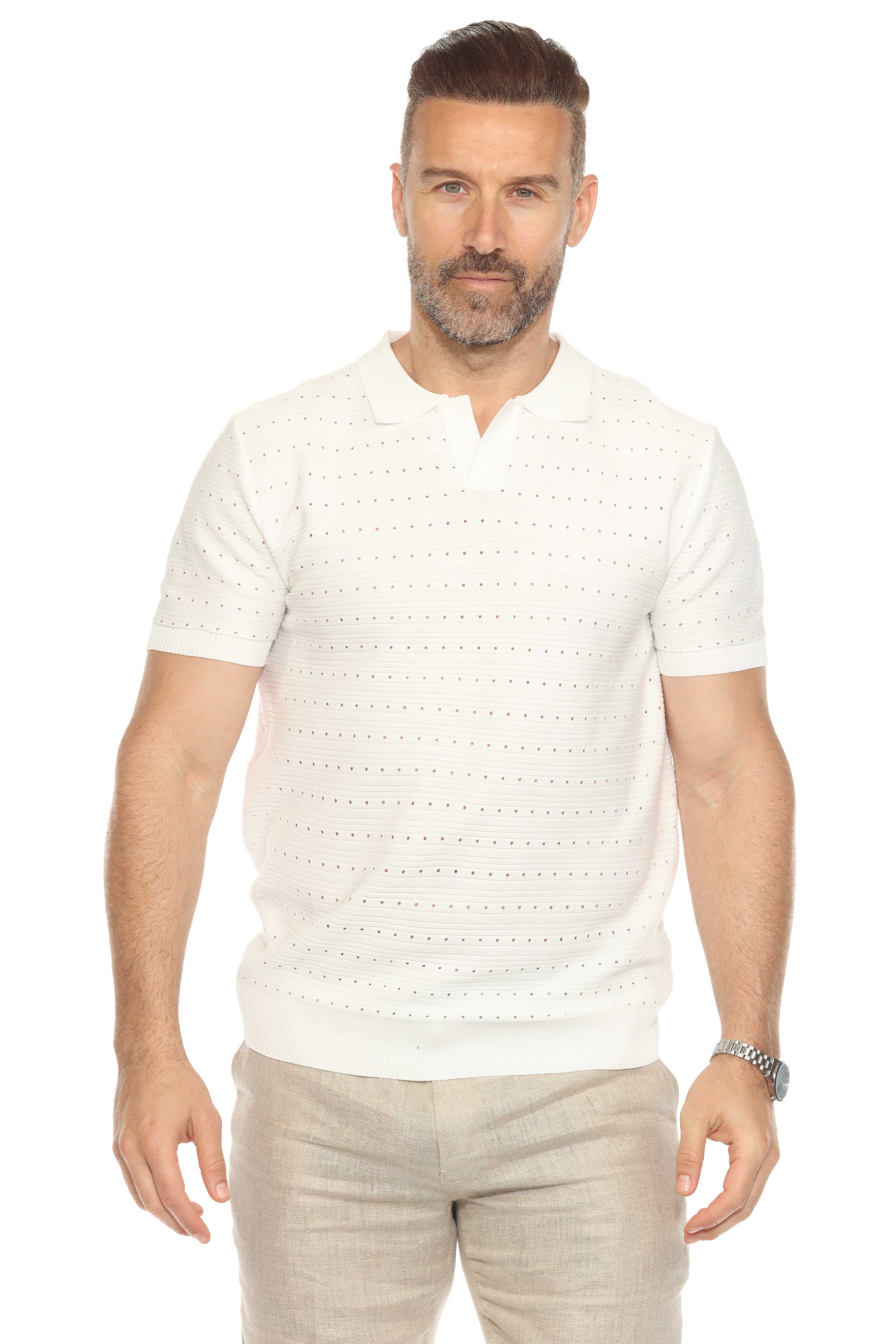Polo informal con estampado de rayas texturizadas y elegante