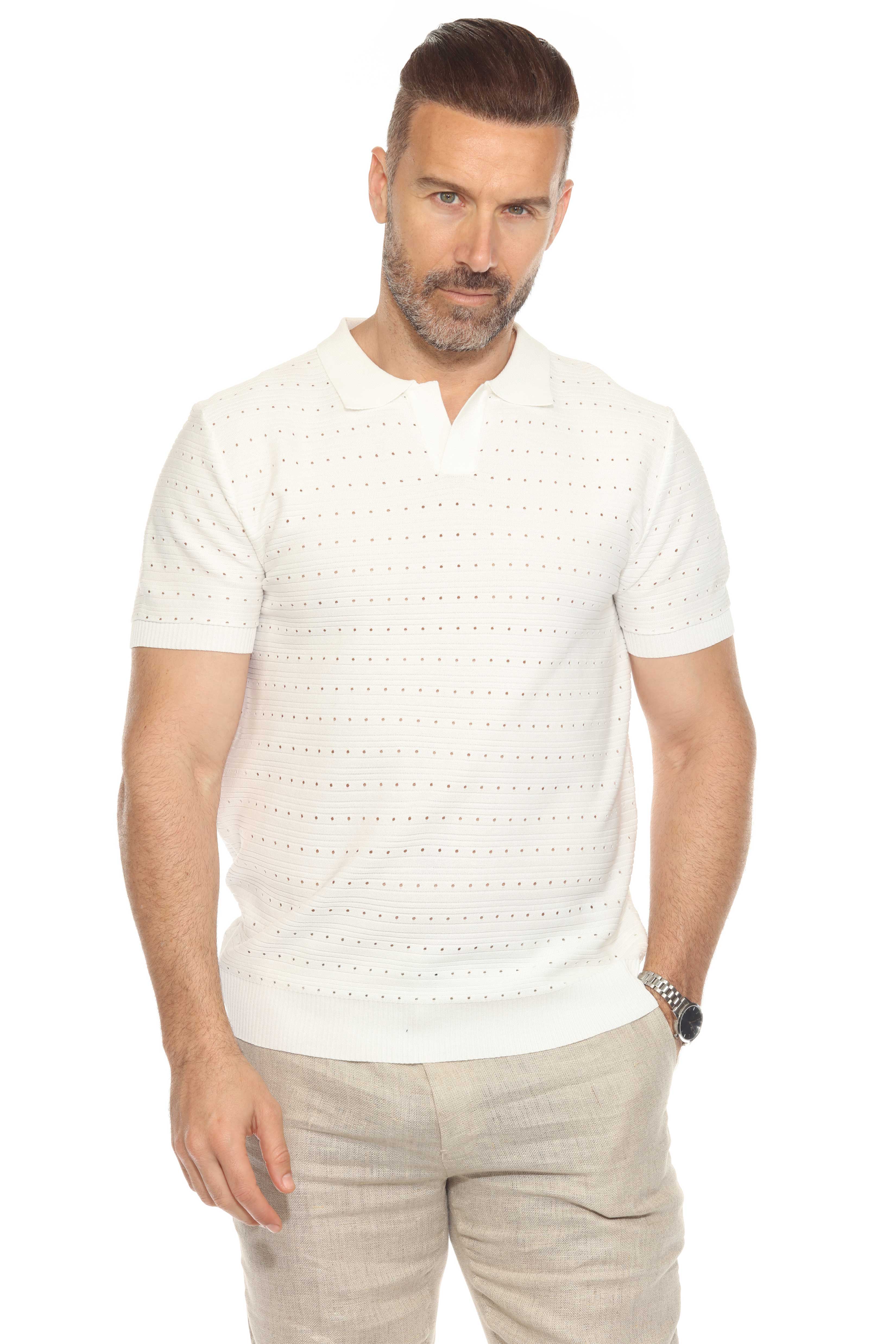 Polo informal con estampado de rayas texturizadas y elegante