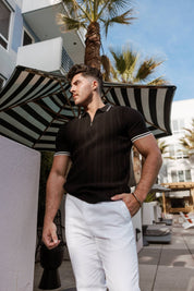 Mojito Mens Stylish Premium Knit Textured Polo Shirt with Zipper Closure
