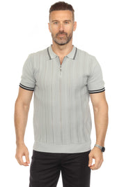 Mojito Mens Stylish Premium Knit Textured Polo Shirt with Zipper Closure