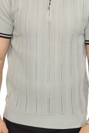 Mojito Mens Stylish Premium Knit Textured Polo Shirt with Zipper Closure