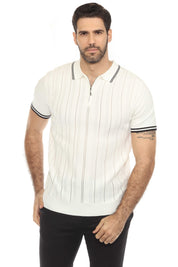 Mojito Mens Stylish Premium Knit Textured Polo Shirt with Zipper Closure