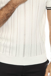 Mojito Mens Stylish Premium Knit Textured Polo Shirt with Zipper Closure
