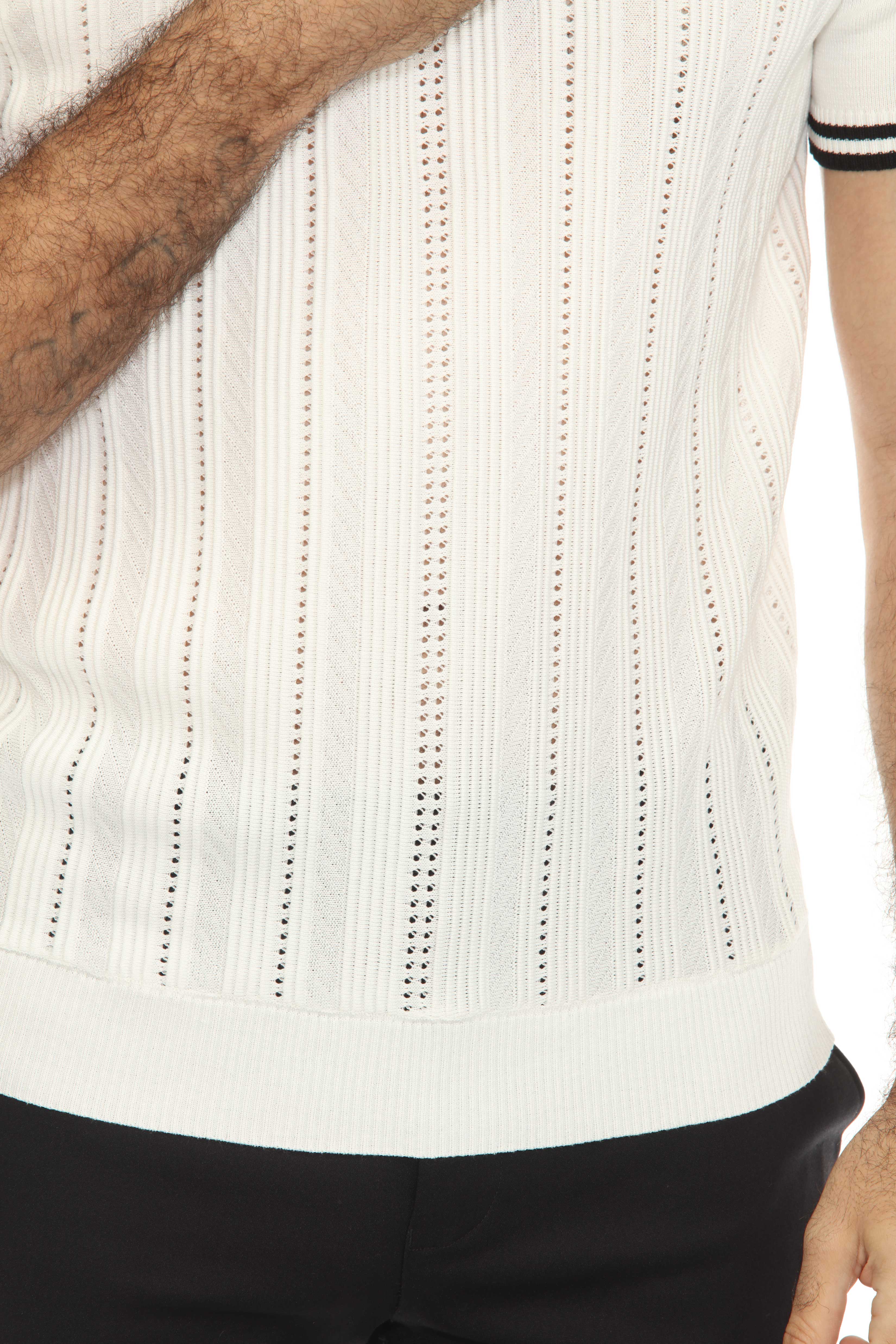 Mojito Mens Stylish Premium Knit Textured Polo Shirt with Zipper Closure