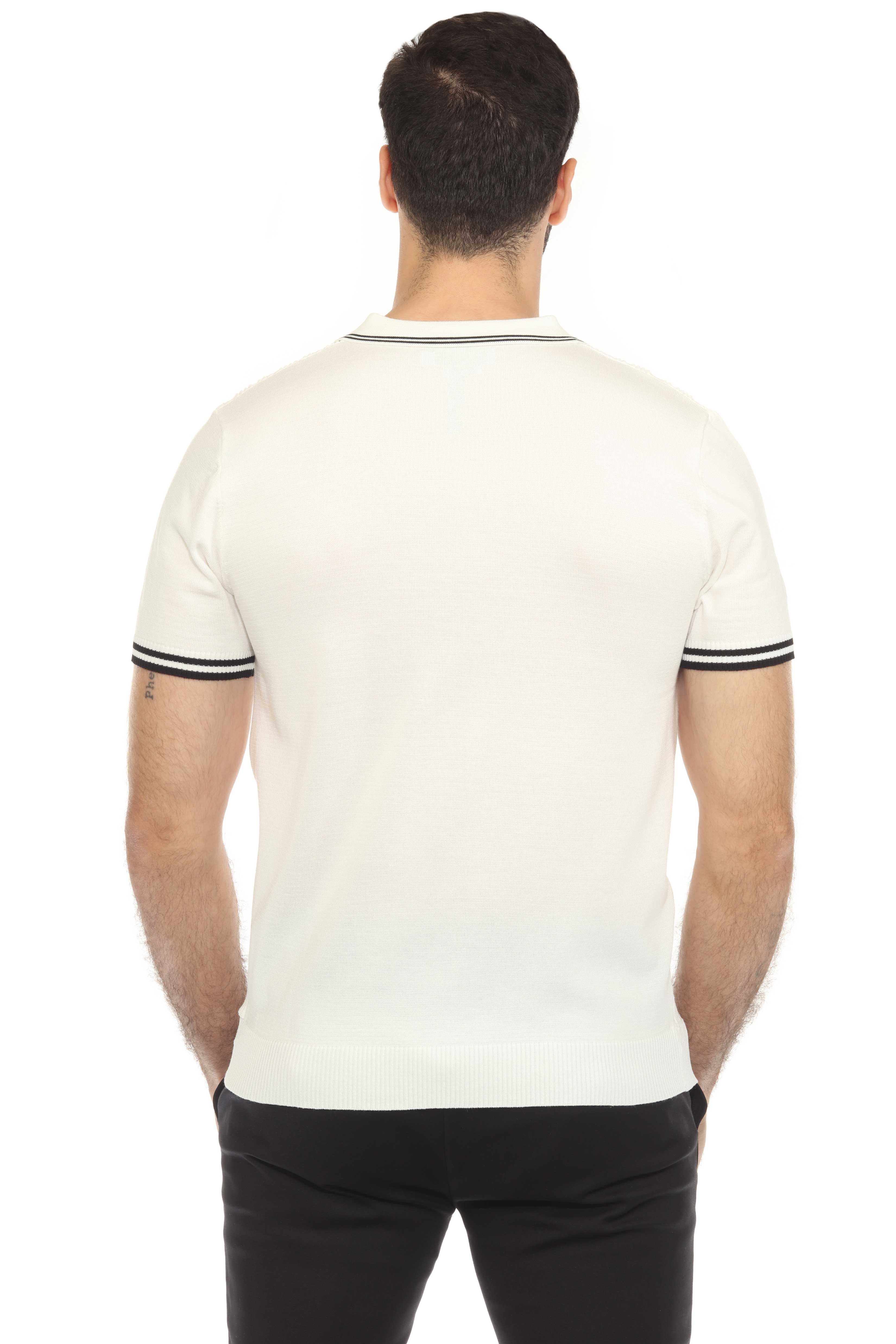 Mojito Mens Stylish Premium Knit Textured Polo Shirt with Zipper Closure