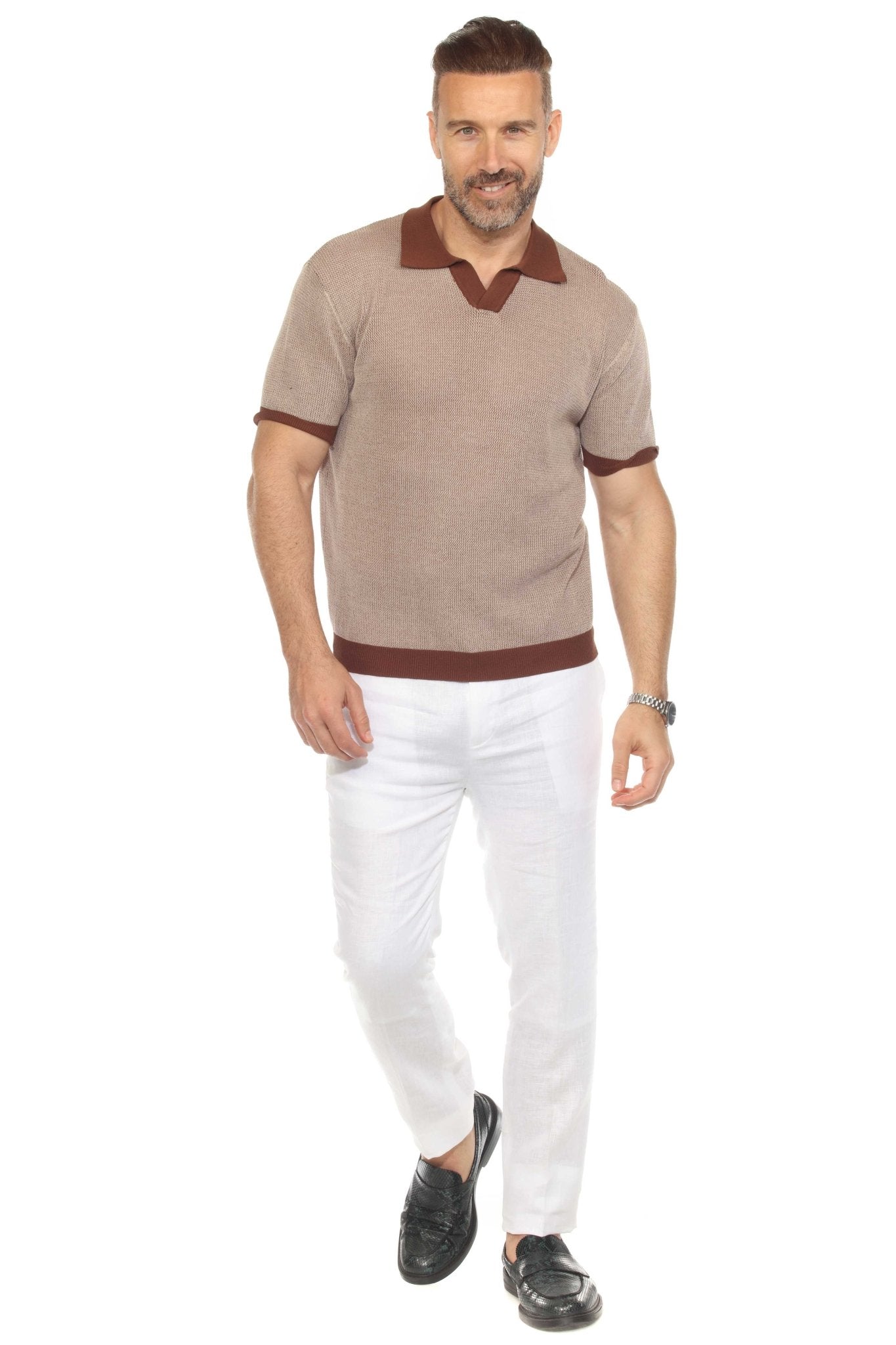 Men's Stylish Premium Knit Polo Shirt with Contrast Color
