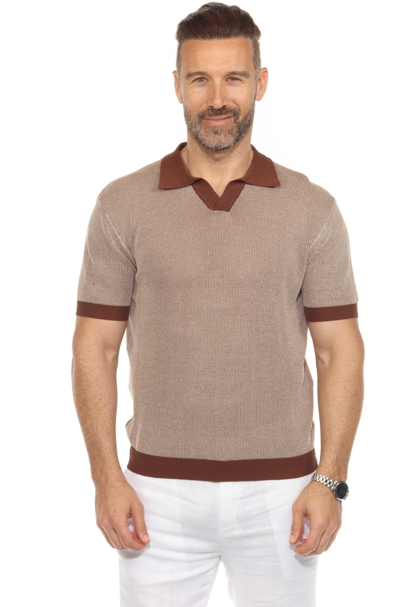 Men's Stylish Premium Knit Polo Shirt with Contrast Color