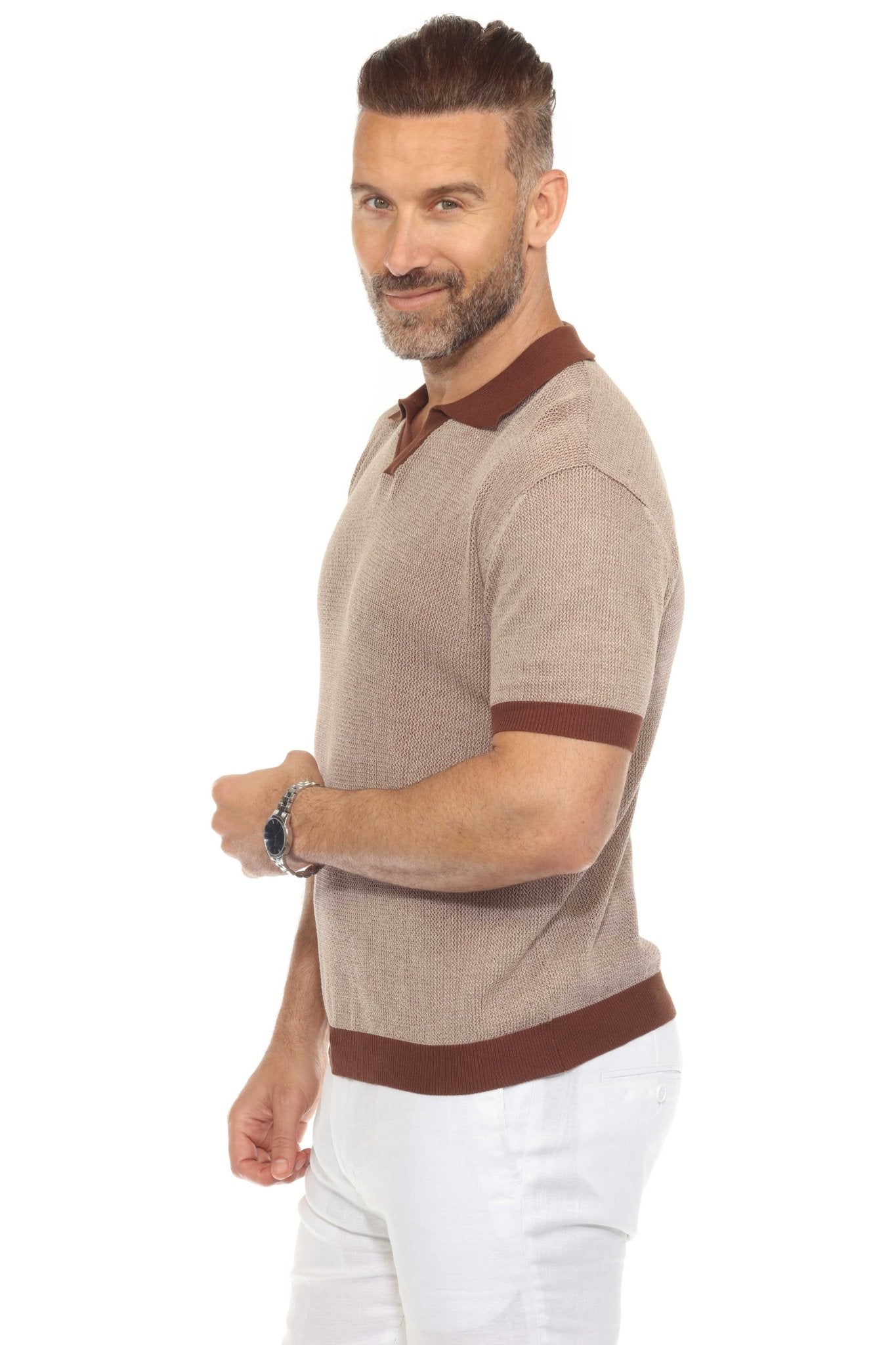 Men's Stylish Premium Knit Polo Shirt with Contrast Color