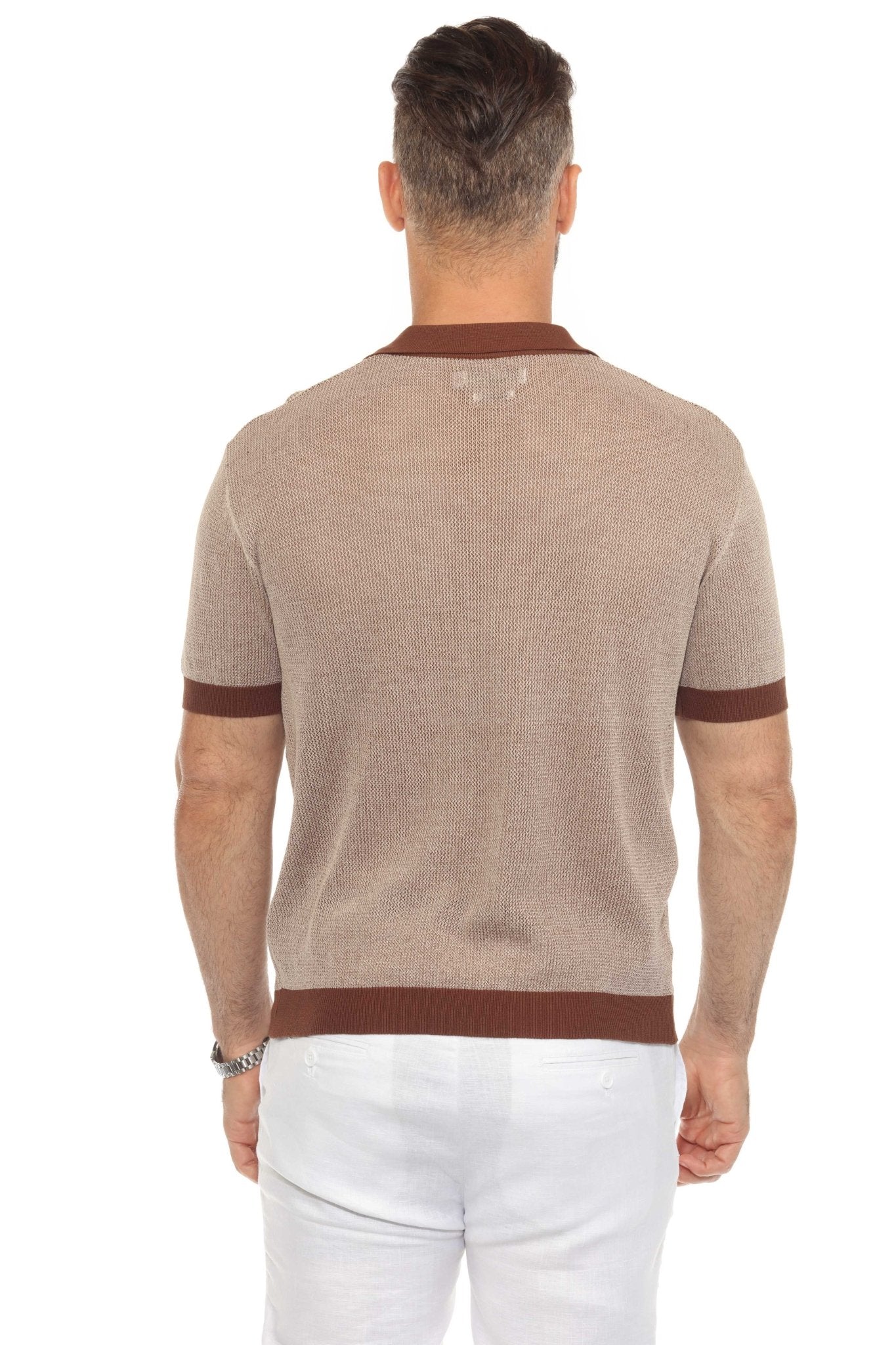 Men's Stylish Premium Knit Polo Shirt with Contrast Color
