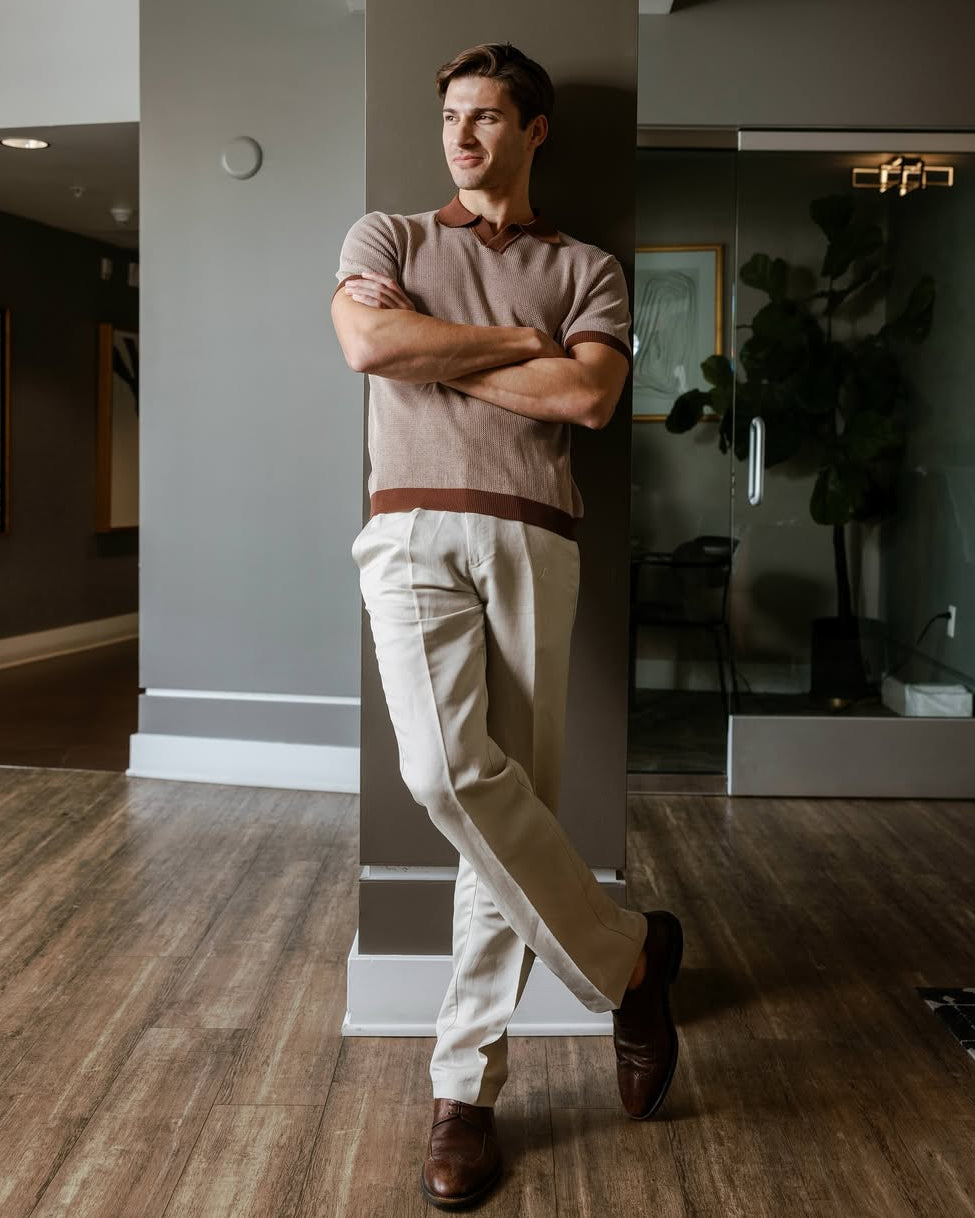 Men's Stylish Premium Knit Polo Shirt with Contrast Color