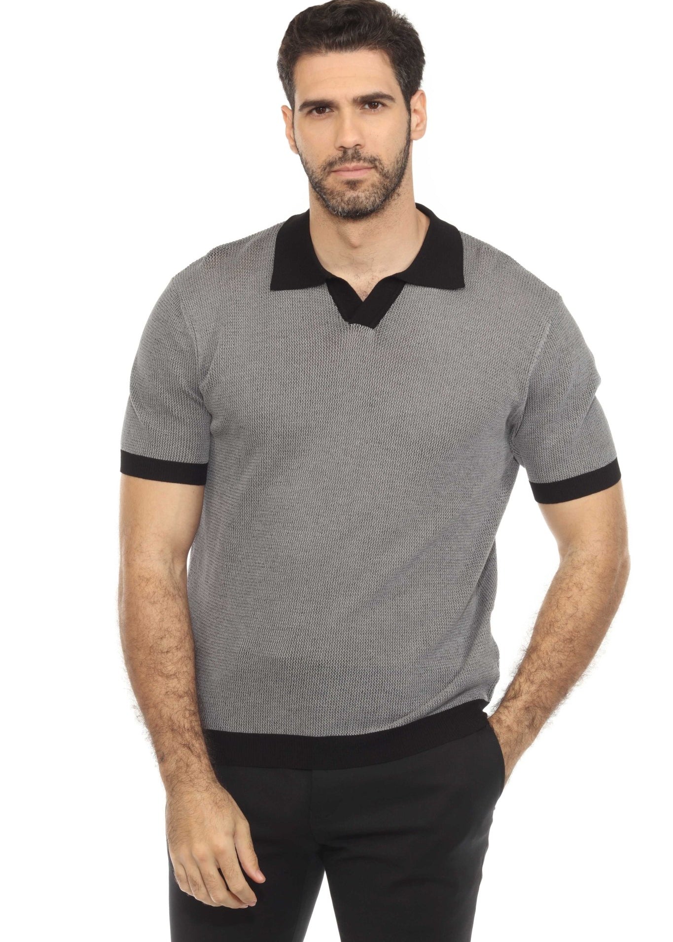 Men's Stylish Premium Knit Polo Shirt with Contrast Color