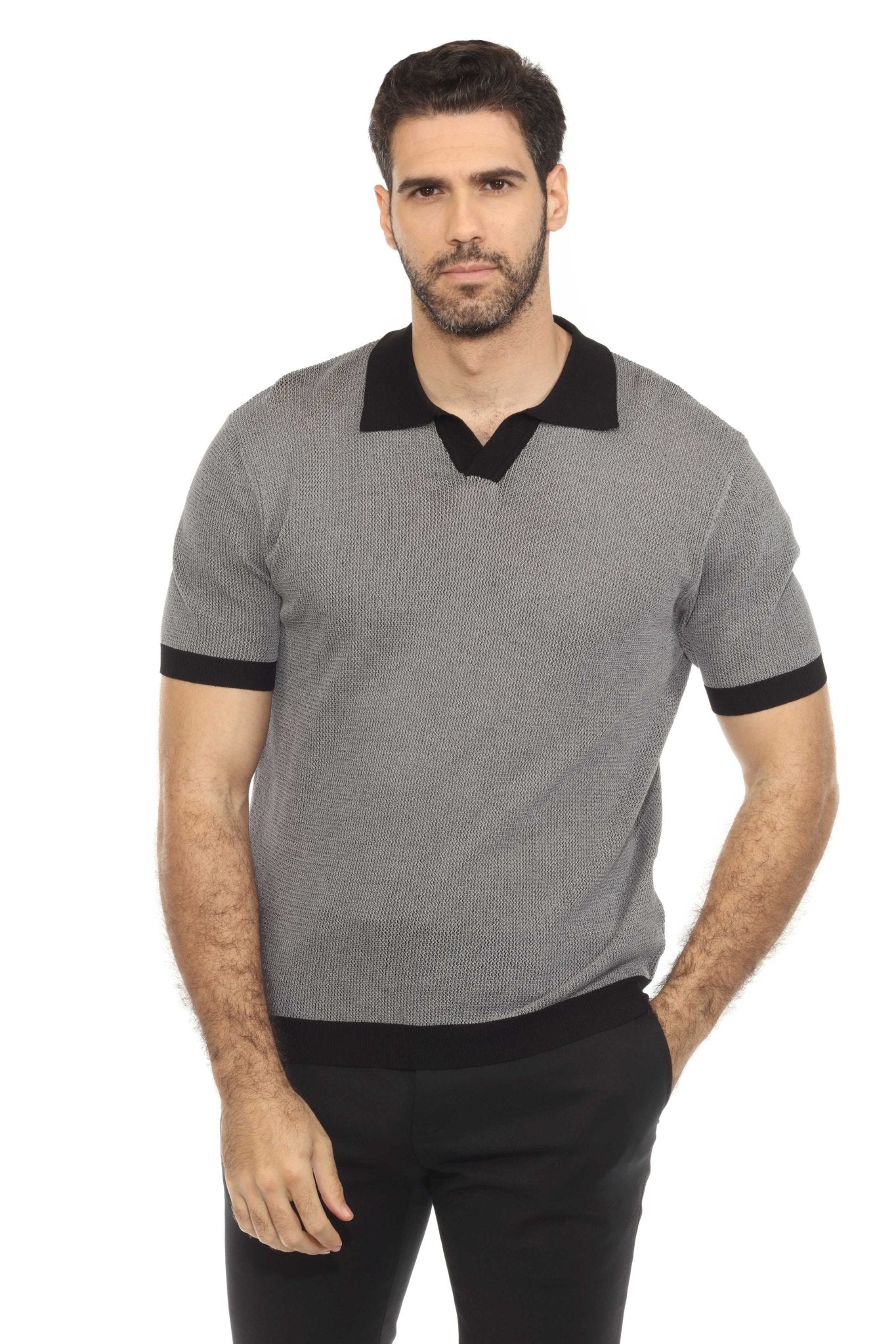 Men's Stylish Premium Knit Polo Shirt with Contrast Color