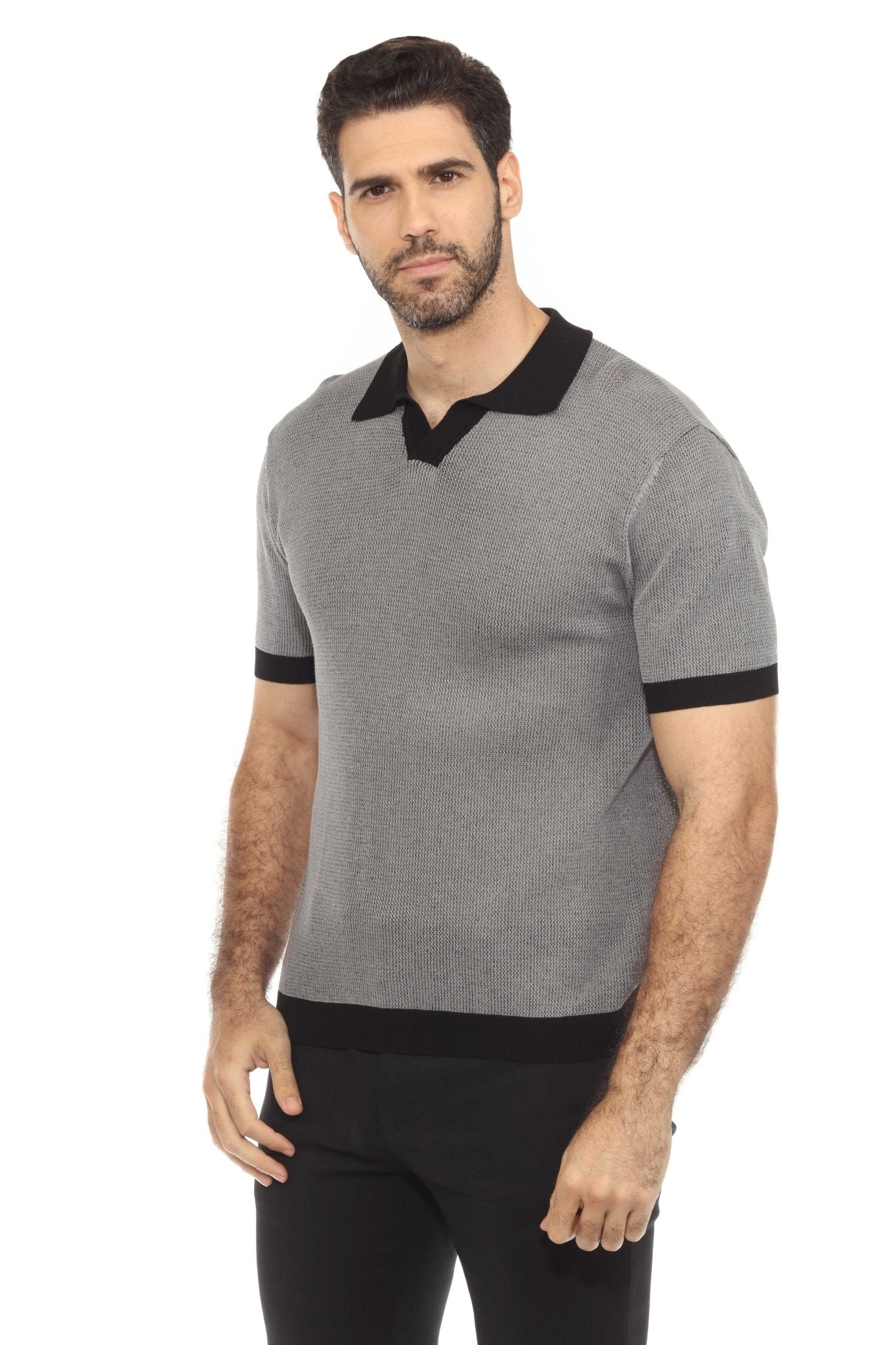 Men's Stylish Premium Knit Polo Shirt with Contrast Color