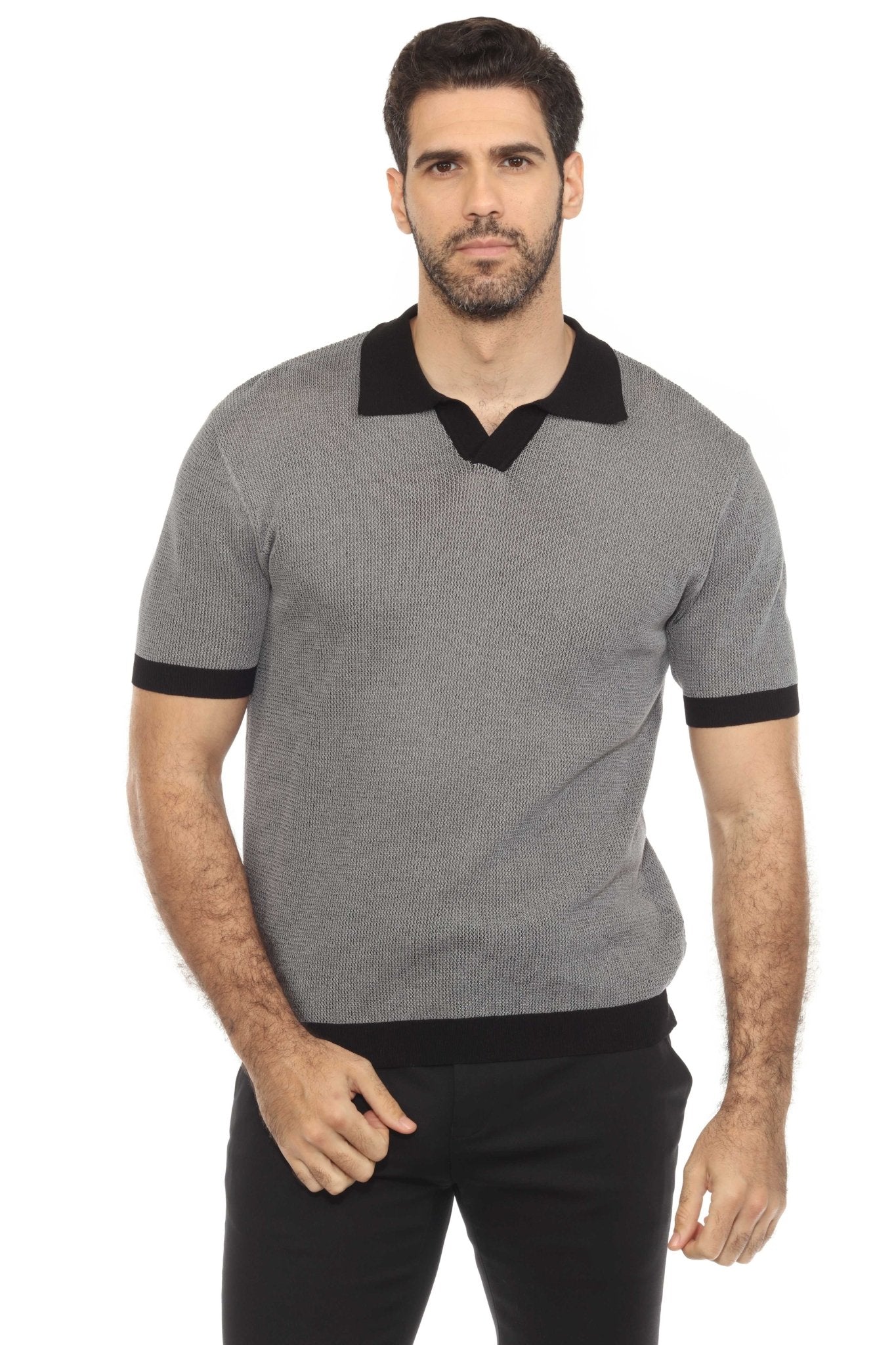 Men's Stylish Premium Knit Polo Shirt with Contrast Color