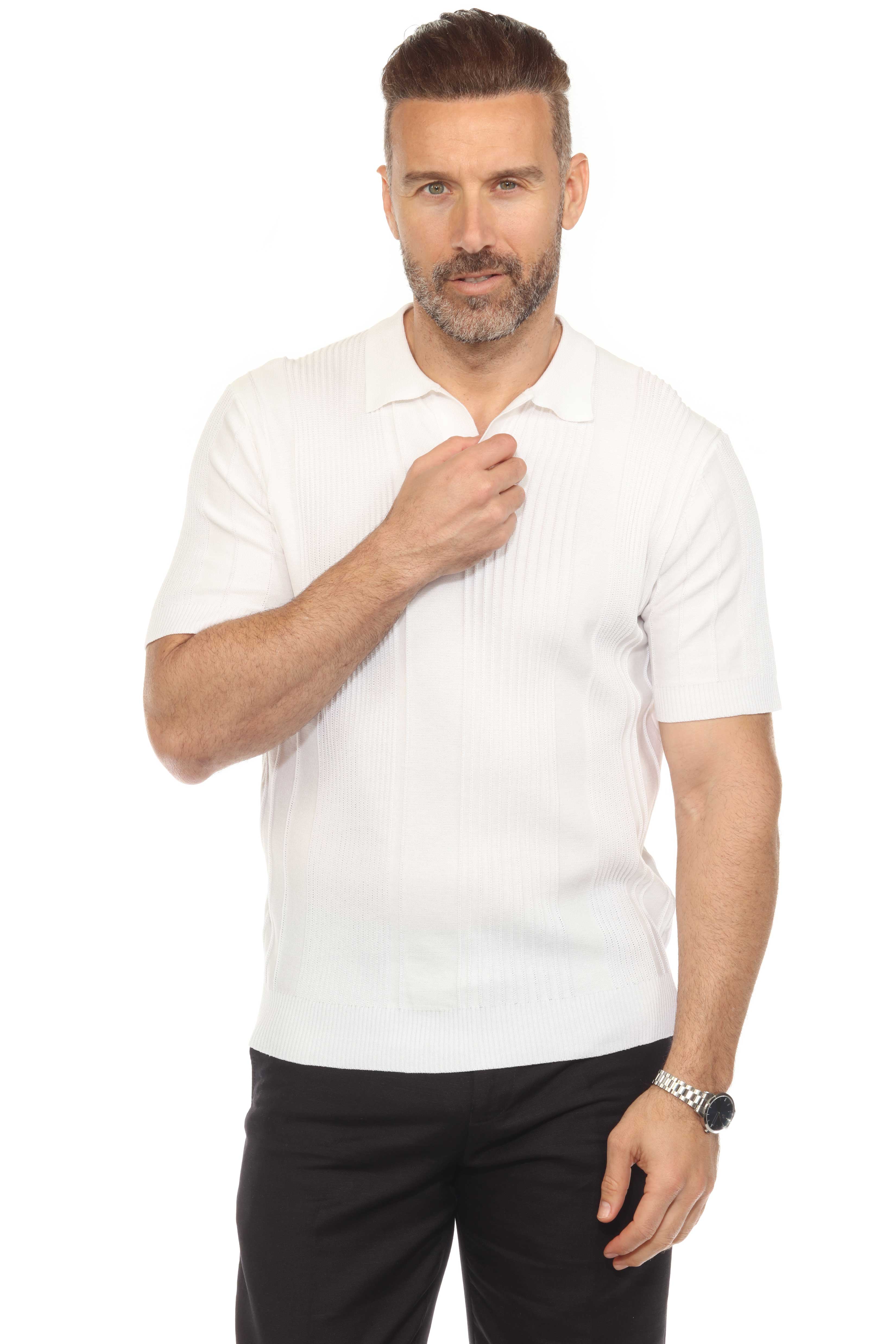 Polo informal con estampado de rayas texturizadas y elegante