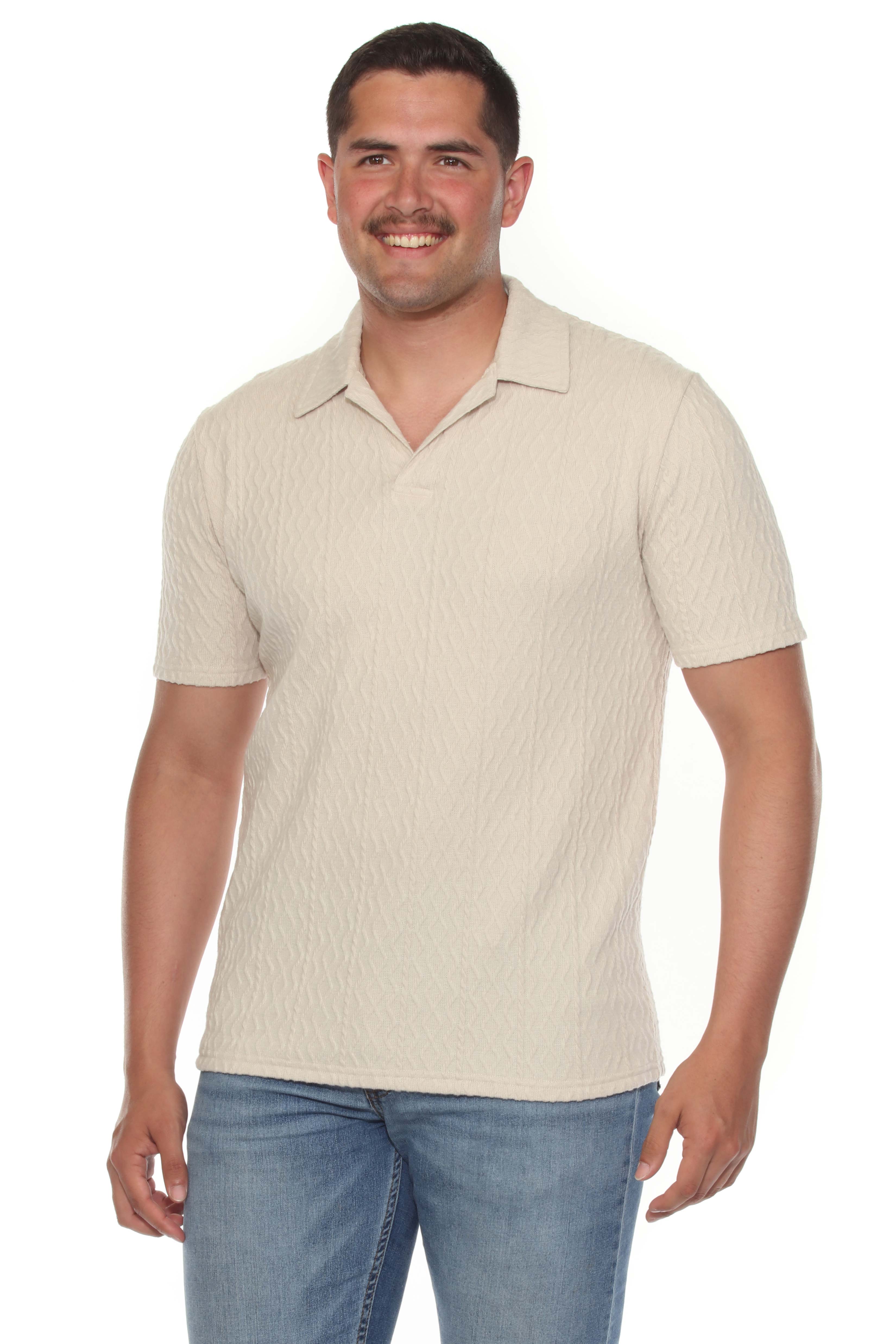 Mojito Mens Premium Stylish Polo Shirt with Modern Textured Cable Knit Pattern