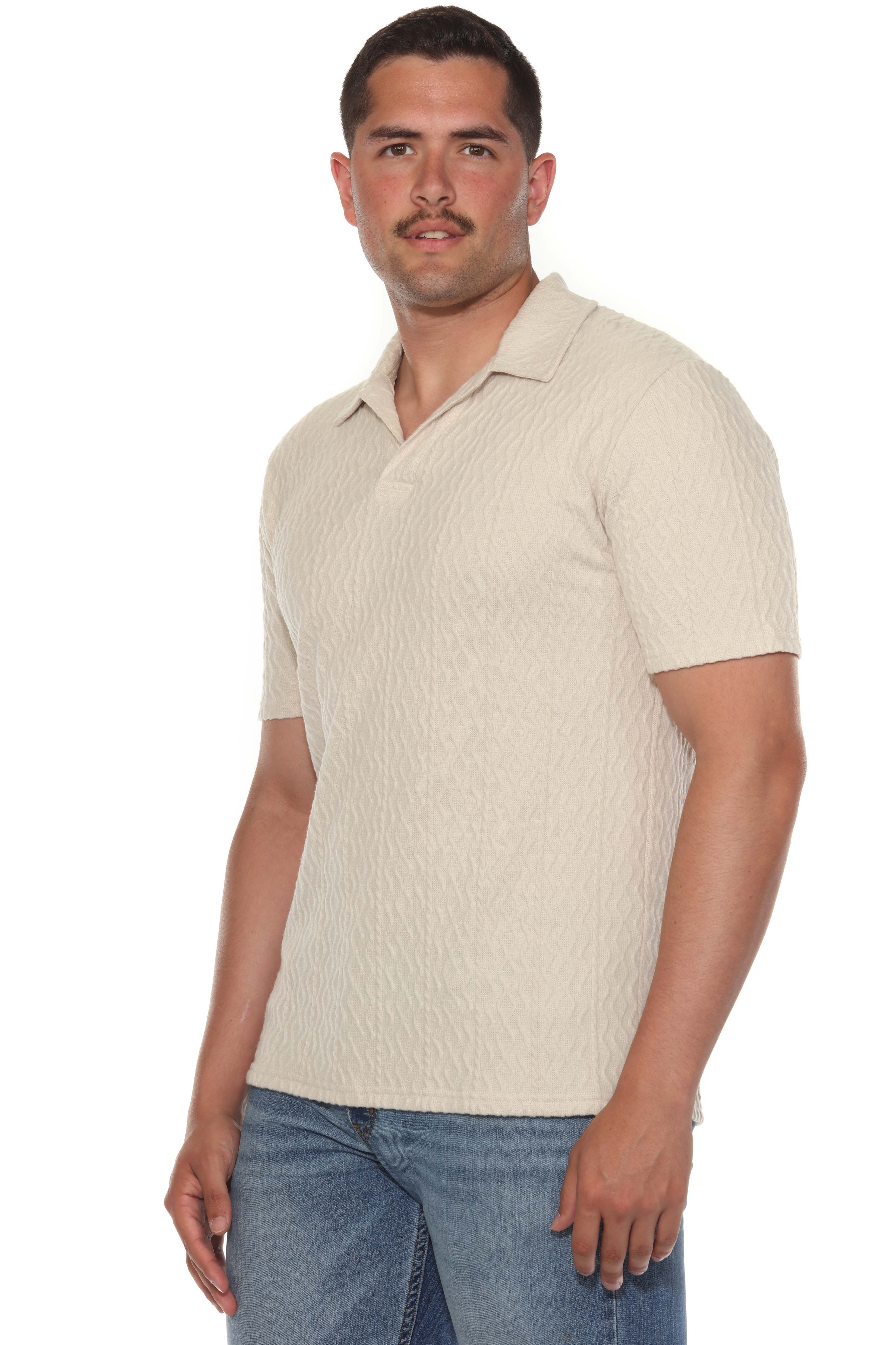 Mojito Mens Premium Stylish Polo Shirt with Modern Textured Cable Knit Pattern
